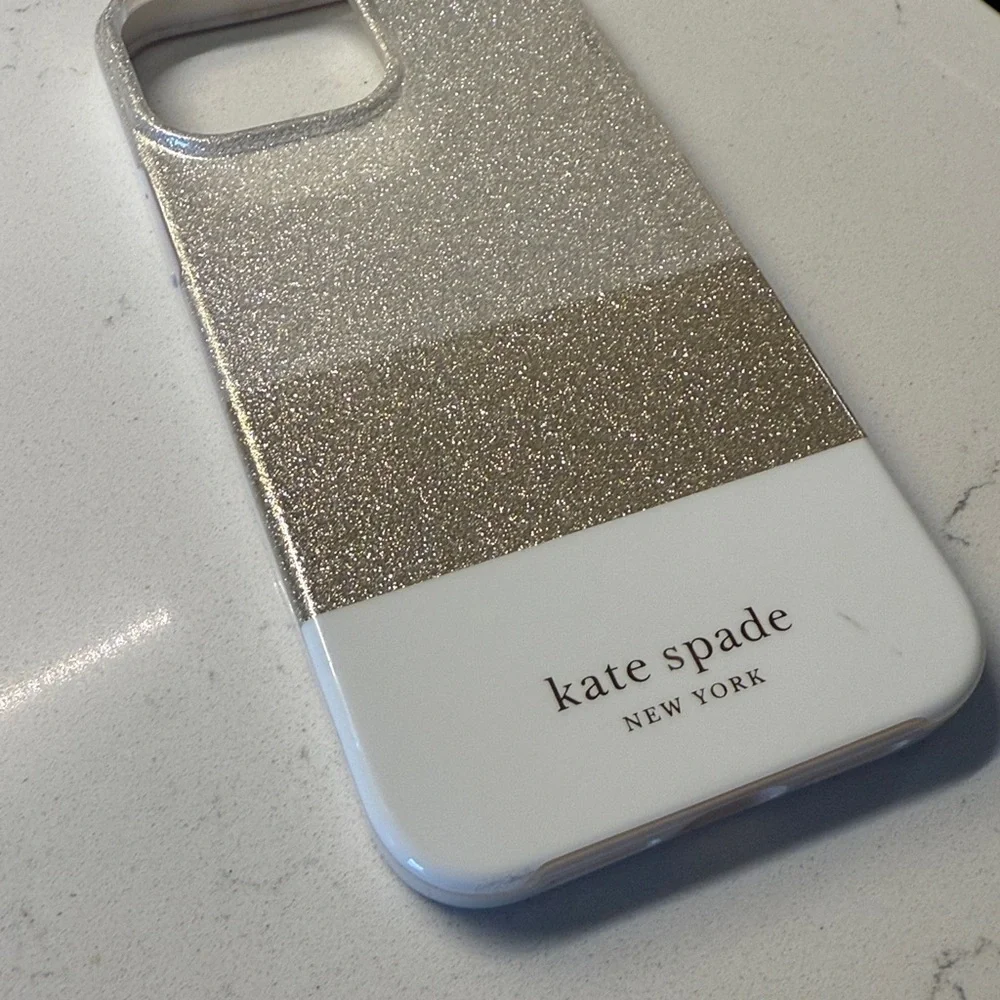 Kate‎ Spade 16 Pro Max iPhone Glittery Silver and Gold Phone Case - Picture 2 of 4